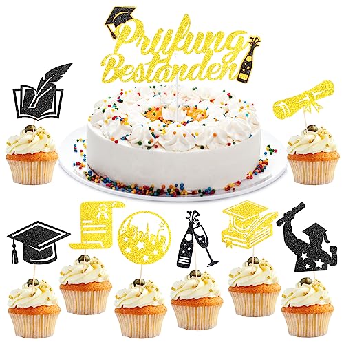 HOWAF 25 Abschluss Deko Prüfung Bestanden Cake Topper Graduation Cake Topper Abschluss Tortendeko Kuchendeko ABI 2025 Cupcake Deko Kuchen Deko für Abschlussfeier Abitur 2025 Deko Party Cake Supplies von HOWAF