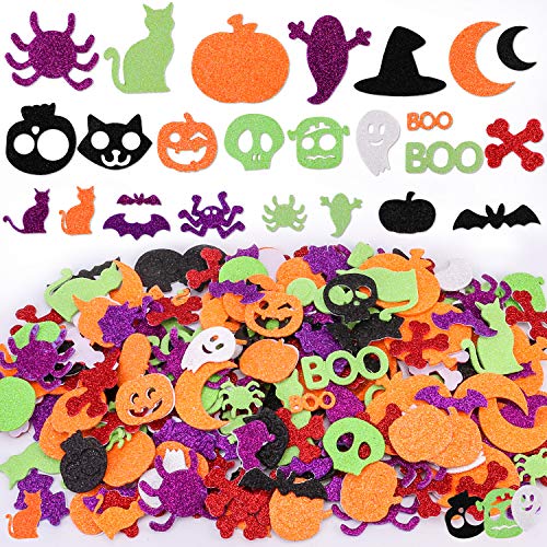 HOWAF 500pcs Glitzern Halloween Aufkleber für Kinder, Halloween Schaum Spinne Schädel Kürbis Aufkleber Bastel Sticker für Halloween Kinder Bastel Party Dekorationen Kindergeburtstag Mitgbsel von HOWAF