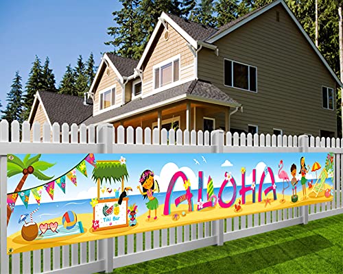 HOWAF Aloha Banner für Hawaii Deko, Lange Stoff Banner Sommer Tropische Party Banner für Wand Garten Außen Deko, Strand Pool Party Banner Tiki BBQ Luau Party Banner für Hintergrund Deko, 270 * 35 cm von HOWAF