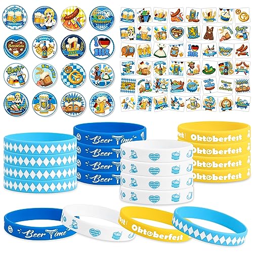 HOWAF Oktoberfest Accessoires, Oktoberfest Armband Oktoberfest Armbänder Oktoberfest Button Pins Oktoberfest Tattoos Bayrische Temporäre Tattoos Bayern Deko für Outfit Oktoberfest Kostüm Damen Herren von HOWAF