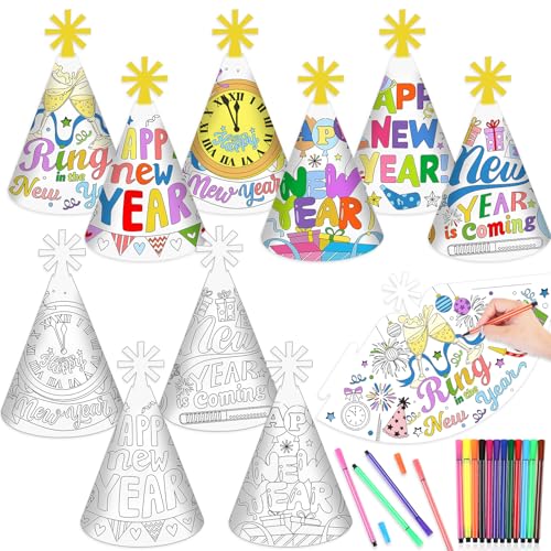 HOWAF Silvester Deko 2026 zum Ausmalen, 12 Silvester Hüte Partyhüte zum Ausmalen, Ausmal Spiele für Kinder Accessoires, Happy New Year Deko 2026 HOWAF Silvester Deko 2026 zum Ausmalen, 12 Silvester Hüte Partyhüte zum Ausmalen, Ausmal Spiele für Kinder Accessoires, Happy New Year Deko 2026 von HOWAF