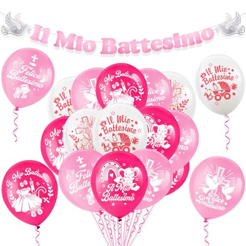 HOWAF Taufe Dekorationen, rosa Banner Banner Meine Taufe, Taufe Ballons Baby girl Taufe Ballon Dekorationen, Taufe Dekorationen von HOWAF