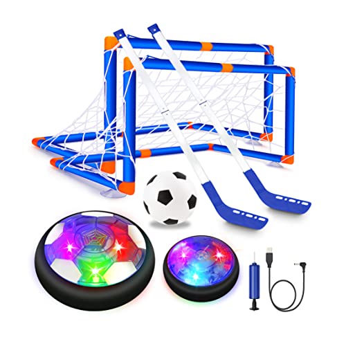 Air Power Fußball - 3-in-1 Hover Fussball Kinderspielzeug Wiederaufladbar Hover Ball mit LED-Lichtern Schaum Stoßstangen Hover Hockey Ball Geschenke für Kinder Jungen Mädchen 3 4 5 6 7 8 9-12 Jahre von HOYIBO