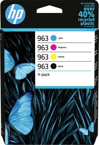 HP 963 Druckerpatrone 4er-Pack Original Schwarz, Cyan, Magenta, Gelb 6ZC70AE Tinte von HP