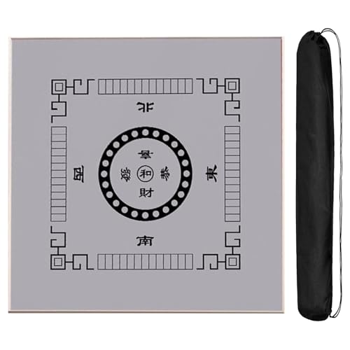 HPFHSJ Mahjong mat Mahjong-Matte, rutschfeste und geräuschreduzierende Tischdecke, Mahjong-Matte mit Tragetasche, für Mahjong-Poker-Kartenspiele(Gray,90cm/35.4in) von HPFHSJ