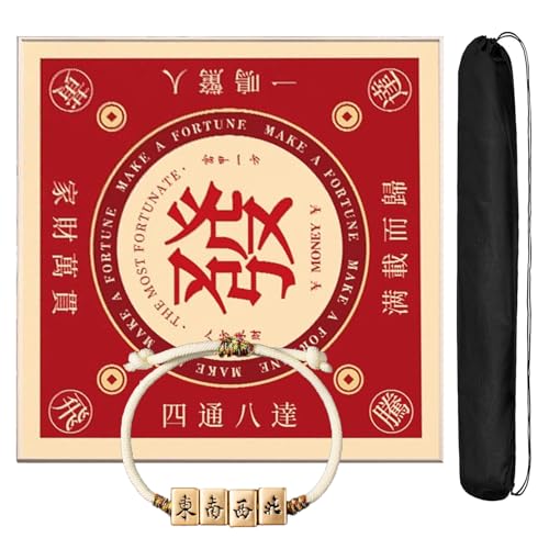 HPFHSJ Mahjong mat Mahjong-Matte, verdicktes Mahjong-Pad, quadratische Anti-Rutsch-Matte aus Gummi mit Tragetasche, für drinnen und draußen(Deep red,100cm/39.3in) von HPFHSJ