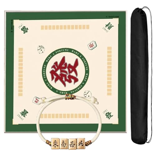 HPFHSJ Mahjong mat Mahjong-Matte, verdicktes Mahjong-Pad, quadratische Anti-Rutsch-Matte aus Gummi mit Tragetasche, für drinnen und draußen(Khaki,140cm/55.1in) von HPFHSJ