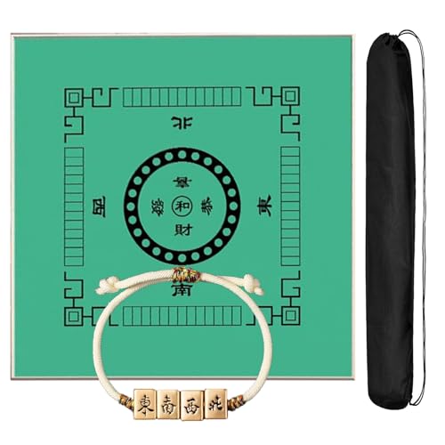 HPFHSJ Mahjong mat Mahjong-Matte, verdicktes Mahjong-Pad, quadratische Anti-Rutsch-Matte aus Gummi mit Tragetasche, für drinnen und draußen(Light Green,110cm/43.3in) von HPFHSJ