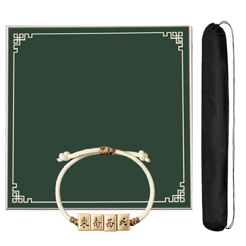 HPFHSJ Mahjong mat Mahjong-Matte mit Tragetasche, rutschfeste Pokermatte mit Geräuschreduzierung, für Kartenspiele, Brettspiele, Legespiele(Green,110cm/43.3in) von HPFHSJ