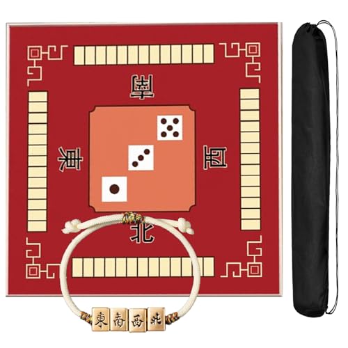 HPFHSJ Mahjong mat Mahjong-Matte mit Tragetasche, rutschfeste Pokermatte mit Geräuschreduzierung, für Kartenspiele, Brettspiele, Legespiele(Red,120cm/47.2in) von HPFHSJ