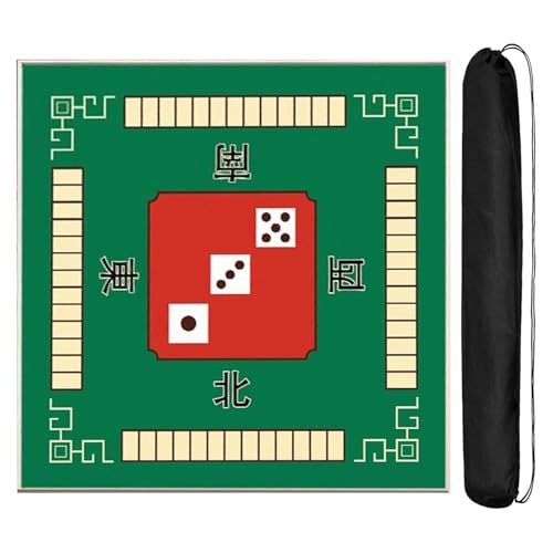 HPFHSJ Mahjong mat Quadratische Mahjong-Tischunterlage, rutschfeste Pokermatte mit Geräuschreduzierung und Kordelzugbeutel, für Mahjong-Pokerspiele(Green,100cm/39.3in) von HPFHSJ