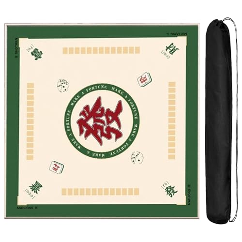 HPFHSJ Mahjong mat Quadratische Mahjong-Tischunterlage, rutschfeste Pokermatte mit Geräuschreduzierung und Kordelzugbeutel, für Mahjong-Pokerspiele(Khaki,85cm/33.4in) von HPFHSJ