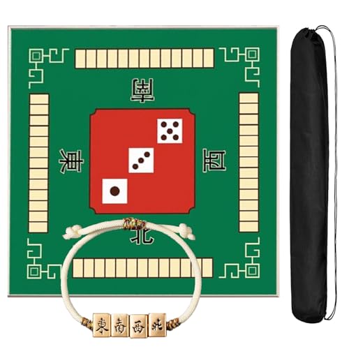 Mahjong mat Mahjong-Matte, verdicktes Mahjong-Pad, quadratische Anti-Rutsch-Matte aus Gummi mit Tragetasche, für drinnen und draußen(Dark Green,95cm/37.4in) von HPFHSJ