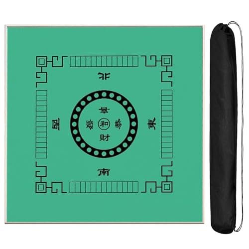 Mahjong mat Quadratische Mahjong-Tischmatte, rutschfeste Gummimatte mit Kordelzugbeutel, für Poker-Kartenspiele, Brettspiele(Green,85cm/33.4in) von HPFHSJ