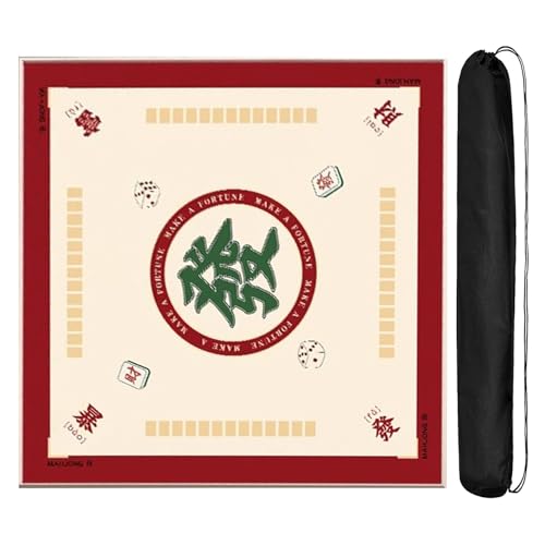 Mahjong mat Quadratische Mahjong-Tischmatte, rutschfeste Gummimatte mit Kordelzugbeutel, für Poker-Kartenspiele, Brettspiele(Khaki,75cm/29.5in) von HPFHSJ