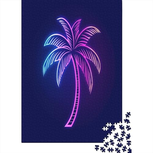 Glowing Coconut Tree Puzzle 1000 Teile, Puzzle für Erwachsene, Puzzle - Hochwertiger Druck, 1000 Stück (75 x 50 cm) von HPRLDQWEU