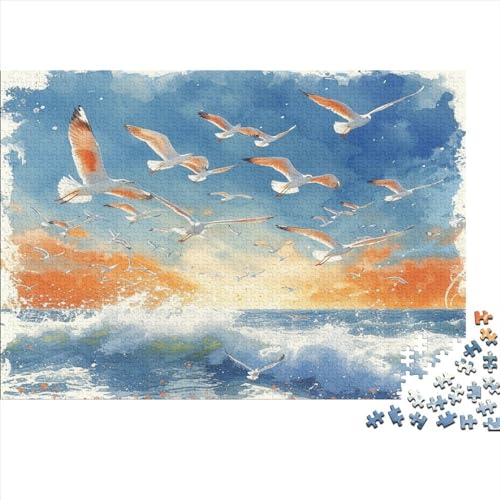 Seagull Waves Puzzles 1000 Teile für Erwachsene, klassisches Puzzle mit hochauflösendem Druck, Familienspiel, Team Building, Geschenke für Liebhaber oder Freunde 1000 Stück (75 x 50 cm) von HPRLDQWEU