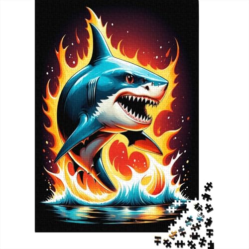 Shark Puzzles 1000 Teile für Erwachsene, klassisches Puzzle mit hochauflösendem Druck, Familienspiel, Team-Building, Geschenke für Liebhaber oder Freunde, 1000 Stück (75 x 50 cm) von HPRLDQWEU