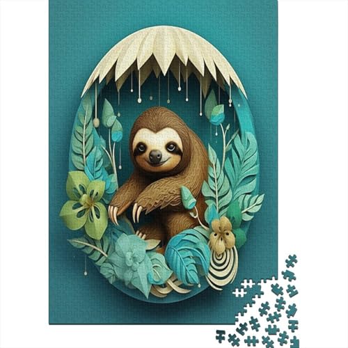 Sloth Puzzle mit 1000 Teilen für Erwachsene Familie Spielzeug Puzzle Lernspiele Stressabbau Einzigartiges Puzzle Dekor und Geschenke für Zuhause 1000 Stück (75 x 50 cm) von HPRLDQWEU