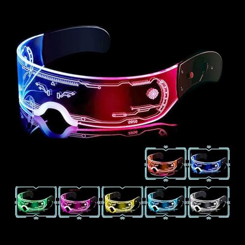 HPiano LED Leuchtende Brille,Aufladbar Led Brille,Cyberpunk LED Brille,Party Leuchtbrille,Led Brille Leuchtende Augen für Cosplay, Bar, Club, Partybrille, Geschenk, Party Gadgets von HPiano