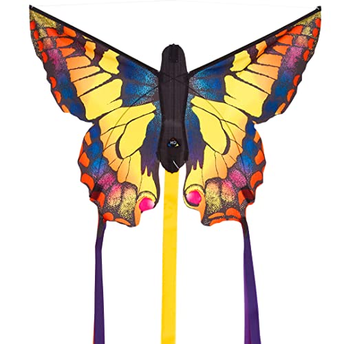 HQ 100300 - Butterfly Kite Swallowtail R, Kinderdrachen Einleiner, ab 5 Jahren, 34x52cm und 2x300cm Drachenschwanz, inkl. 10kp Polyesterschnur 25m auf Griff, 2-4 Beaufort von HQ HIGH QUALITY DESIGN