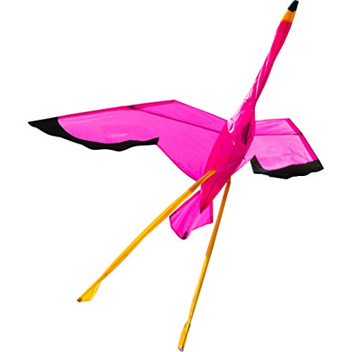 HQ 106518 - Flamingo 3D, Kinderdrachen Einleiner, ab 8 Jahren, 100x135 cm, inkl. 17kp Polyesterschnur 40m auf Spule, 2-4 Beaufort von HQ HIGH QUALITY DESIGN