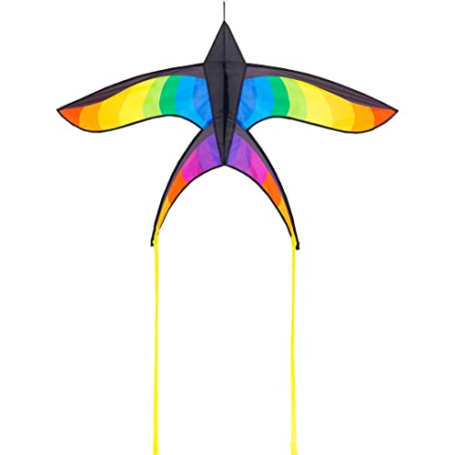 HQ 106523 - Swallow Kite Rainbow, Kinderdrachen, Einleiner, ab 8 Jahren, 120x80cm, inkl. 17kp Polyesterschnur 40m auf Spule, 2-5 Beaufort von HQ HIGH QUALITY DESIGN