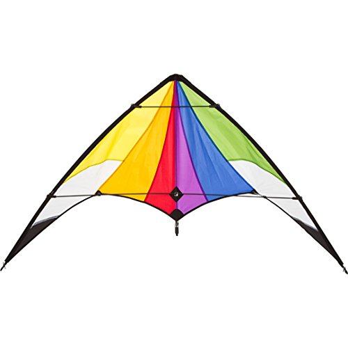 HQ Design Ecoline - Orion Lenkdrachen Zweileiner Flugdrachen für Erwachsene und Kinder ab 10 Jahren, 74x140cm, inkl. 20kp Polyesterschnüre 2x30m auf Spulen, 2-5 Beaufort (Rainbow) von HQ HIGH QUALITY DESIGN