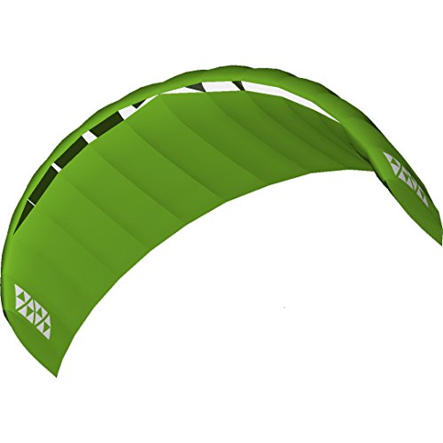 HQ4-Kites 118101 - Alpha 1.5 Green, Vierleiner Lenkmatte Handlekite, Fläche: 1.5qm, Spannweite: 232cm, inkl. 200/120kp Dyneemaschnüre 4x20m auf Quad-Handles, 5-33 Knoten von HQ HIGH QUALITY DESIGN