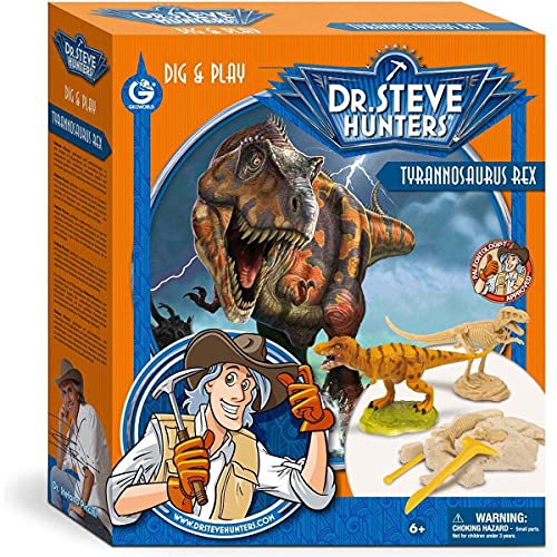 Geoworld 625324 - Dr. Steve Hunters Dig, Play Ausgrabungs-Set, Alter: 6+, T-Rex-Skelett 19.0 cm Spielfigur, Modellgröߟen: 12.0 cm von HQ Windspiration