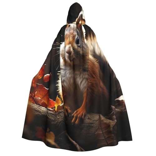 HQaxsfQxnr Kapuzenumhang Halloween Kapuzenumhang Eichhörnchen im Wald Kapuzenmantel Herren Damen Halloween Umhang Cosplay Kostüme von HQaxsfQxnr