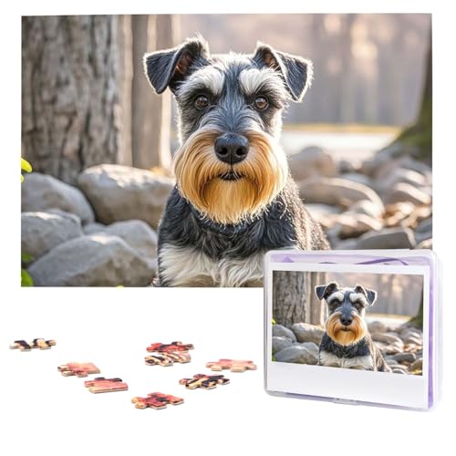 Puzzles, 1000 Teile, personalisiertes Puzzle, niedlicher Schnauzer-Hund, Fotopuzzle mit Aufbewahrungstasche, herausforderndes Bilderpuzzle für Erwachsene, Bilderpuzzle für Familie, Dekor-Puzzle, 74,9 von HQaxsfQxnr