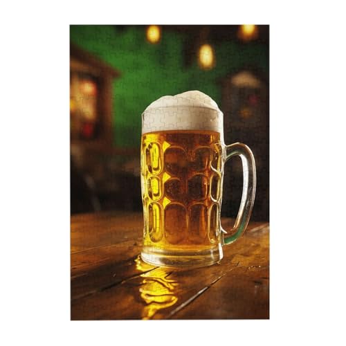 Puzzles, 300 Teile, personalisiertes Puzzle, Bierkrug, Fotopuzzle mit Aufbewahrungstasche, herausforderndes Bilderpuzzle für Erwachsene, Bilderpuzzle für Familiendekor, Puzzle (25,9 x 38,1 cm) von HQaxsfQxnr