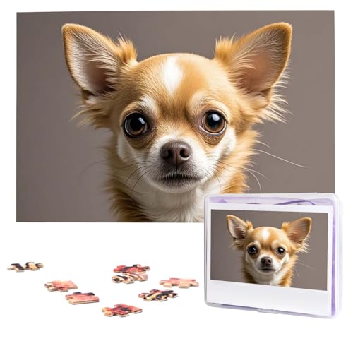 Puzzles 1000 Teile, personalisiertes Puzzle, niedlicher Chihuahua-Fotopuzzle mit Aufbewahrungstasche, herausforderndes Bilderpuzzle für Erwachsene, Bilderpuzzle für Familie, Dekor-Puzzle, 74,9 x 50 cm von HQaxsfQxnr