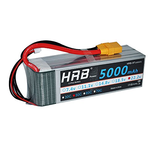 HRB LiPo Akku Pack 5000mAh 22.2V 50C 6S XT90 Stecker für Align GAUI KDS ElyQ Trex-550 600 Modellbau RC Car Heli Plane Bootsfahrzeug FPV Auto Hubschrauber Flugzeug Spielzeug von HRB POWER