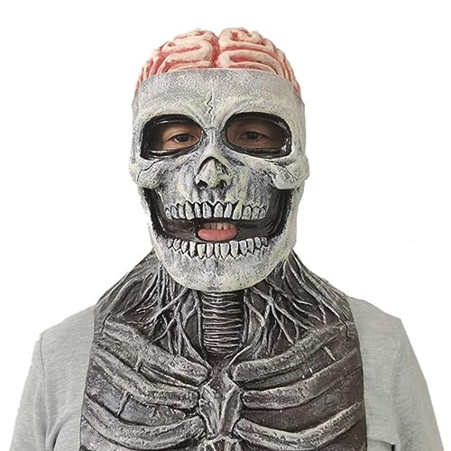 HRKVSK Schädel Maske Halloween, Vollkopf Totenkopf Maske Mit Beweglichem Kiefer, Karneval Gruselige Maske, Halloween Masken Horror Für Cosplay Halloween Party Totenkopf Kopfbedeckung, Erwachsene von HRKVSK