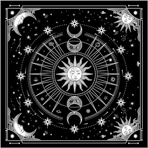 HRODA Quadratisches Flanell Tarot Tuch Brettspiel Pad Astrologische Orakel Pad Tischdecke Kartenmatte Wahrsagerei Tischdecke von HRODA