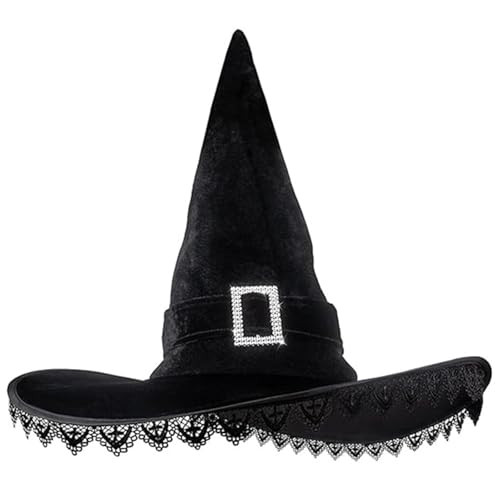 HRODA Trendiger Hexenhut Teenager Spitzenbesatz Modischer Hexenhut Erwachsene Teenager Halloween Karneval Auftritte Cosplay von HRODA