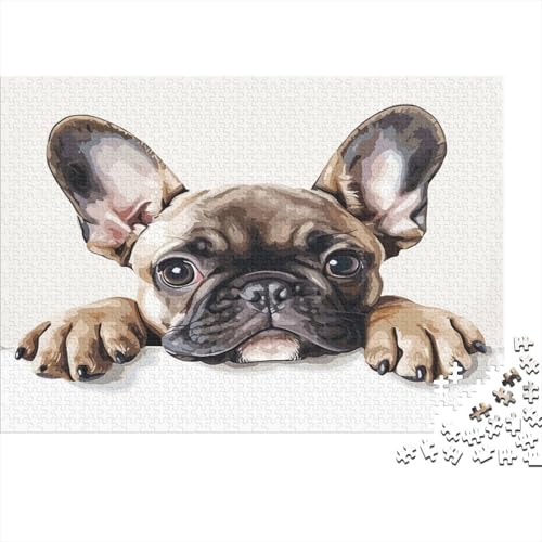 Französische Bulldogge 1000 Stück Puzzles Für Erwachsene Teenager Stress Abbauen Familien-Puzzlespiel Mit Poster in 1000-teiliges Puzzle Kinder Lernspiel Spielzeug Geschenk Puzzel 1000pcs (75x50cm) von HSEAOOTEZ