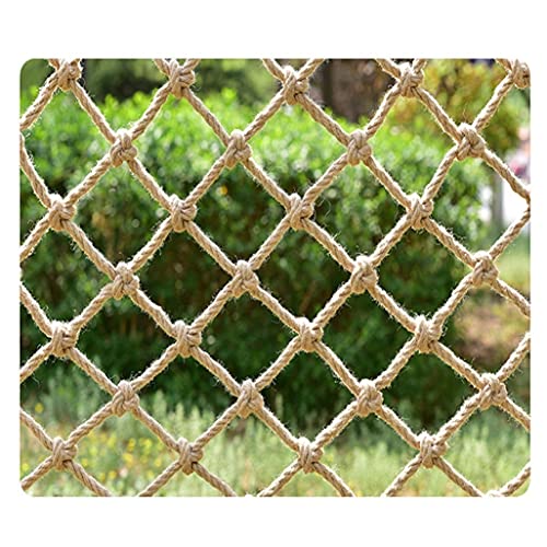 HSHSWA Protect Net Hanfseil Cargo Net, Sicherheitsnetz für Geländer, Heavy Duty Kletternetz, Kindertreppenschutznetz(10X10cm,2X5m/6.6X13.4ft) von HSHSWA