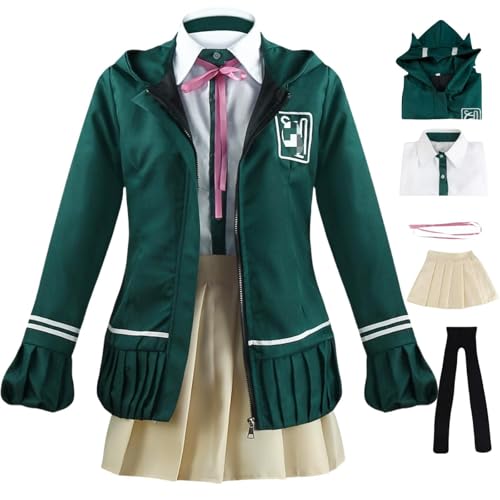 HSJZBQSM Chiaki Nanami Cosplay Kostüm Dunkelgrüne Schuluniform mit Kapuze Halloween Danganronpa Cosplay Kostüm (Green, L) von HSJZBQSM