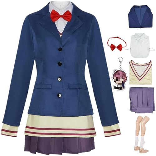 HSJZBQSM Dan Da Dan Cosplay-Kostüm, blaues Schuluniform-Set mit Perücke, Halloween-Aira-Shiratori-Cosplay-Set (Anzug, 2XL) von HSJZBQSM