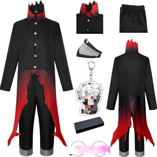 HSJZBQSM Dandadan Cosplay-Kostüm-Uniform-Set mit Perücke, Brille, Maske, Halloween-Okarun-Cosplay-Set (Schwarz, 2XL) von HSJZBQSM