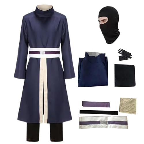 HSJZBQSM Japanisches Anime-Uchiha-Obito-Cosplay-Kostüm Tobi-Obito-Kostüm-Halloween-Set (Blau, L) von HSJZBQSM