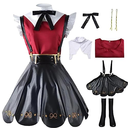 HSJZBQSM Needy Girl Overdose Cosplay-Kostüm mit Perücke KAngel Cosplay-Kleid Ame Chan JK Uniform Komplettset (Rot, 2XL) von HSJZBQSM