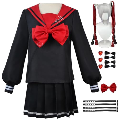 HSJZBQSM Needy Girl Overdose Cosplay-Kostüm mit Perücke KAngel Cosplay-Kleid Ame Chan JK Uniform Komplettset (Schwarz+Perücke, 2XL) von HSJZBQSM