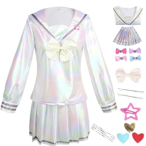 HSJZBQSM Needy Girl Overdose Cosplay-Kostüm mit Perücke KAngel Cosplay-Kleid Ame Chan JK Uniform Komplettset (Weiß, 2XL) von HSJZBQSM