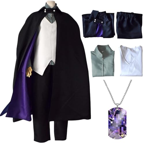 HSJZBQSM Uchiha Sasuke Cosplay-Kostüm für Erwachsene mit Perücke, japanisches Ninja-Kimono-Set, Sasuke-Kostüm, Halloween-Set (Schwarz, L) von HSJZBQSM