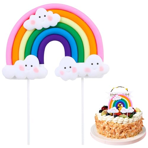 Regenbogen Deko Cake Topper Tortendeko Personalisierter Wolke Regenbogen Kuchendekoration Geburtstag Kuchendeko Regenbogen Kuchenaufsatz Bunte Topper Herz Wolke Geburtstag Kuchendeko von HSLPSM