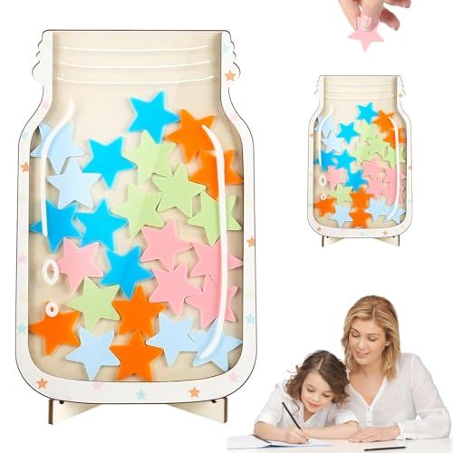 HSLXBY Magnetisch Belohnungsglas Für Kinder,Star Reward Jars,Personalisiertes Belohnungsglas,Motivierendes Belohnungsglas,Belohnungsglas Für Lehrer,Sterne Anreizglas Aus Holz Für Heimschüler (A) von HSLXBY